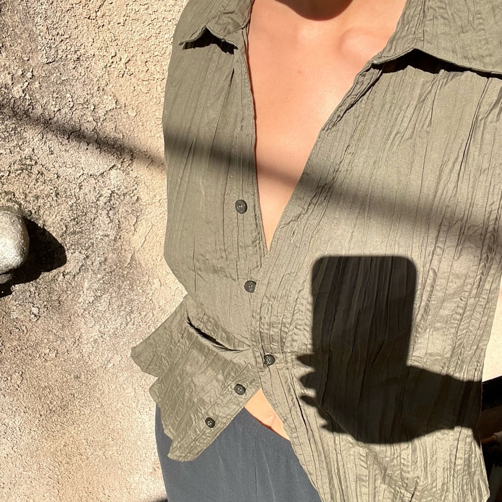 Green Button Down Top - image 3